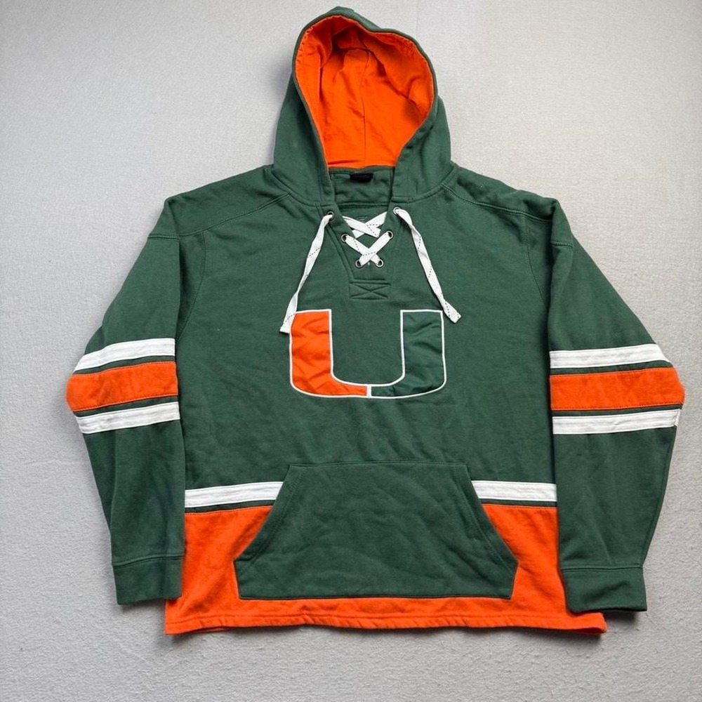 Colosseum Miami Hurricanes Lace-Up Hoodie Men's XL